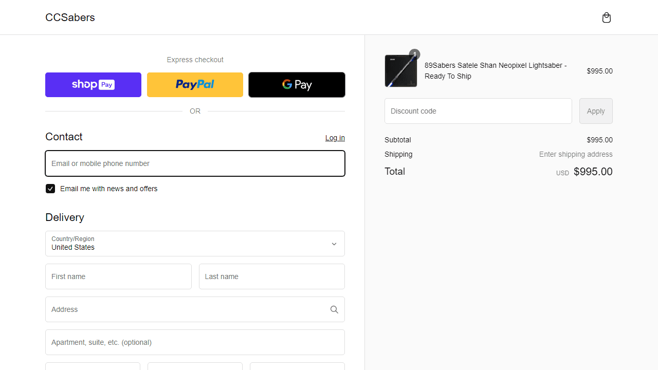 How to apply CCSabers coupon code